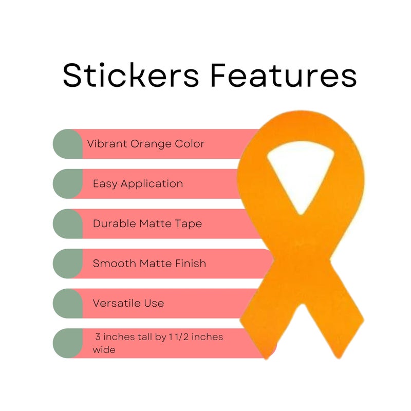 Fundraising For A Cause 250 Large Orange Ribbon Stickers (1 Roll) (250 Stickers) - Image 3